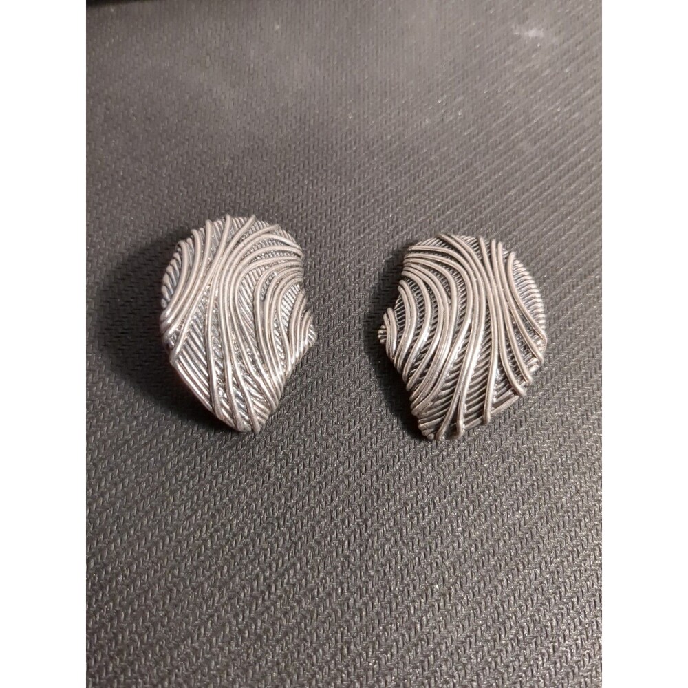 Trifari Style Silver 925 Sterling Wire Wrapped Earrings